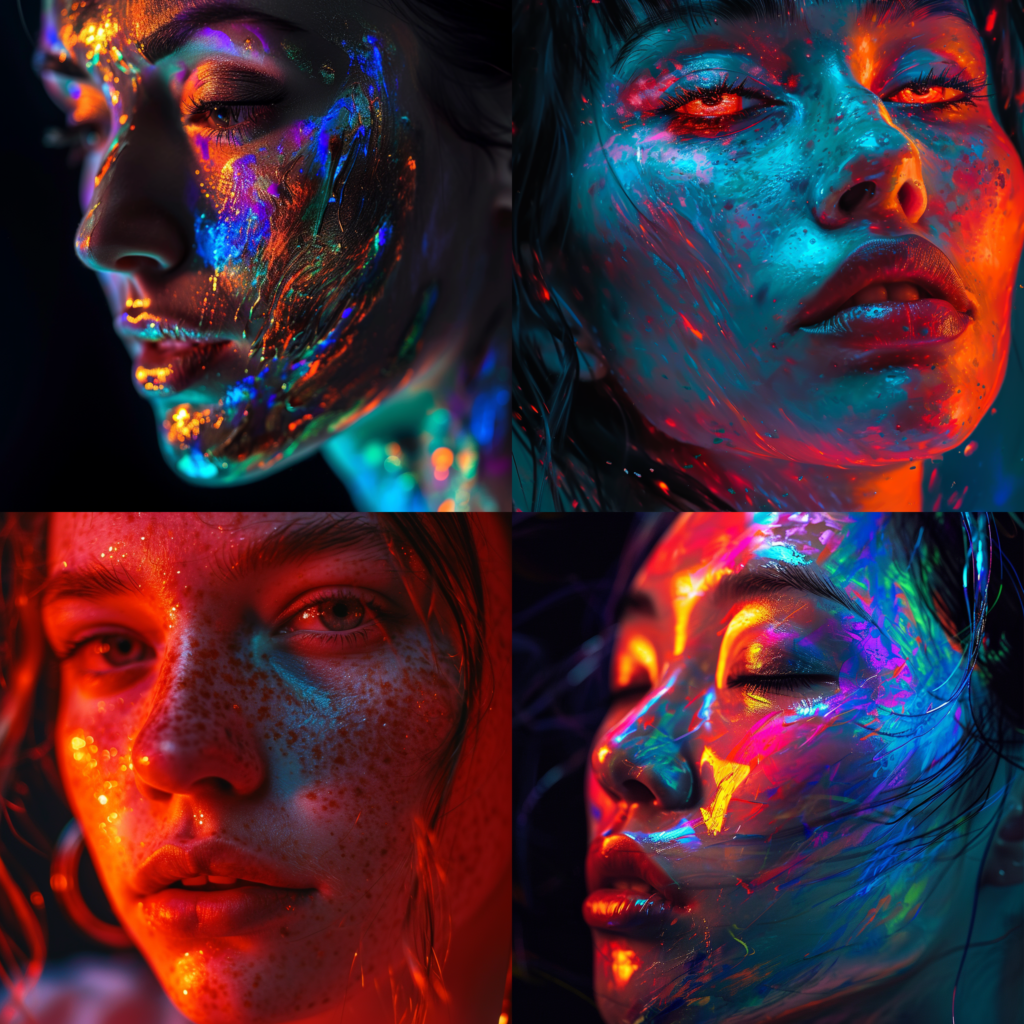 womans face, glowpunk