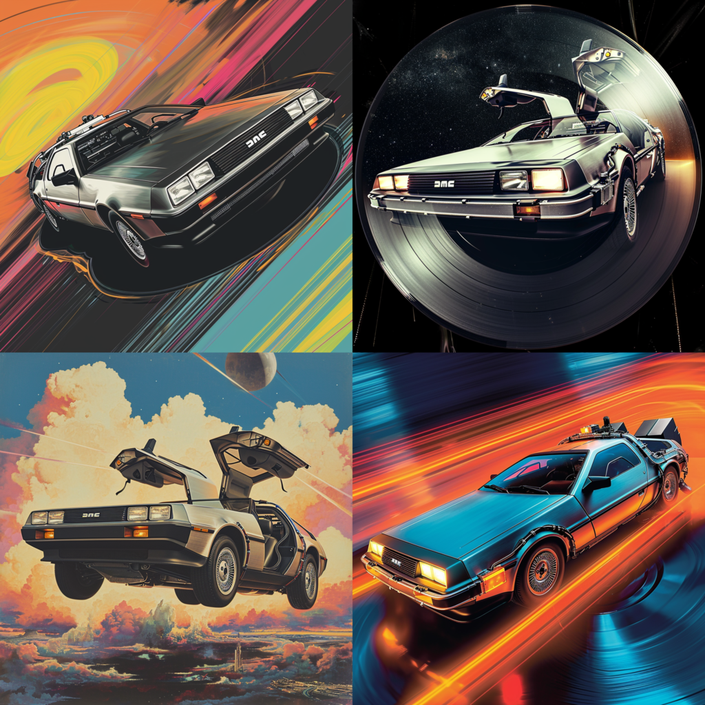 Back to th Future Delorean Car, vinyl record cover