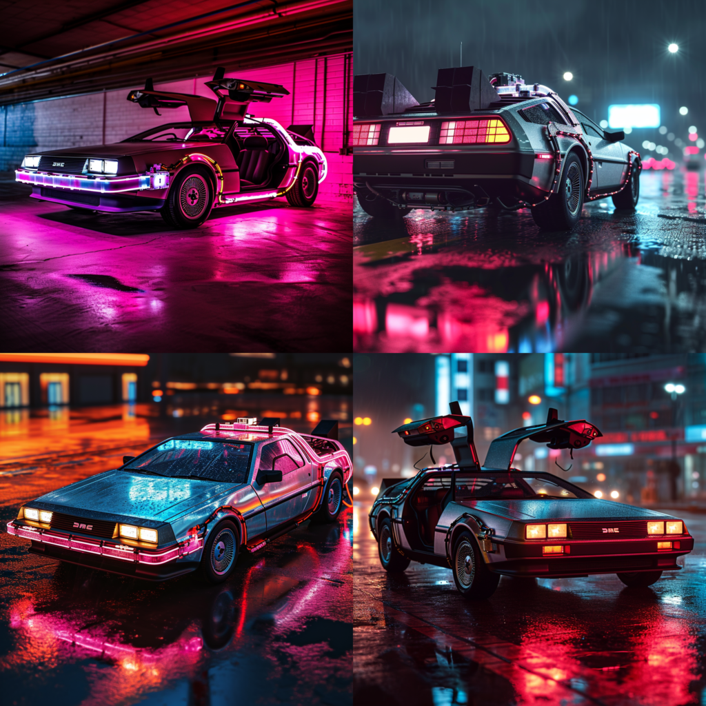 Back to th Future Delorean Car, glowpunk