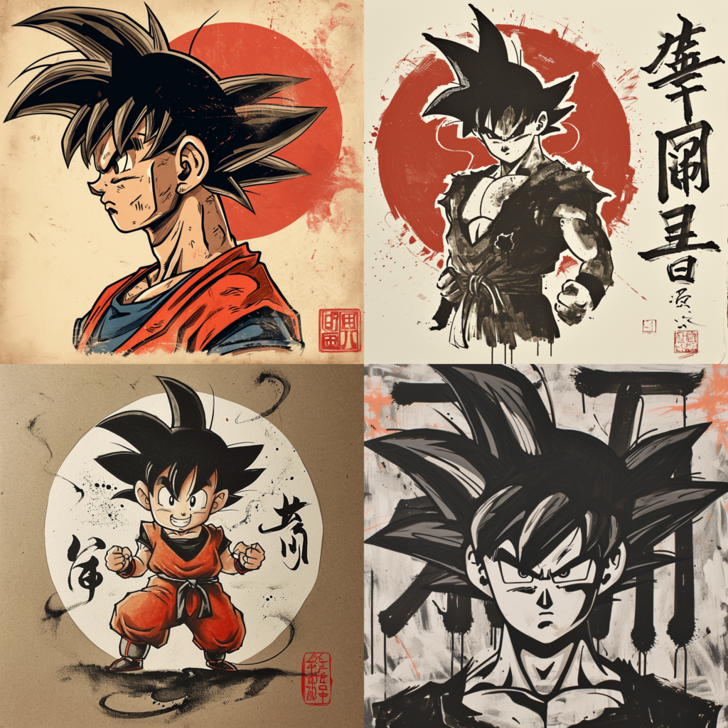 goku, character from dragonball, simple chinese folk art drawing