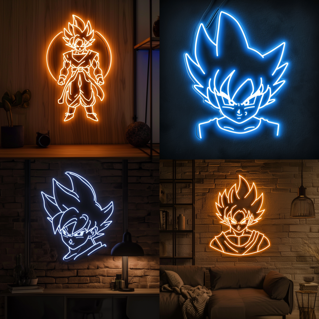 goku, character from dragonball, simple neon light sign