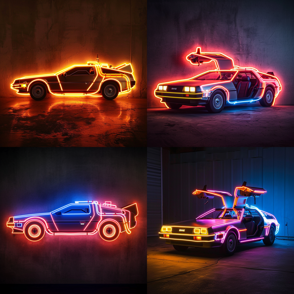 Back to th Future Delorean Car, simple neon light sign