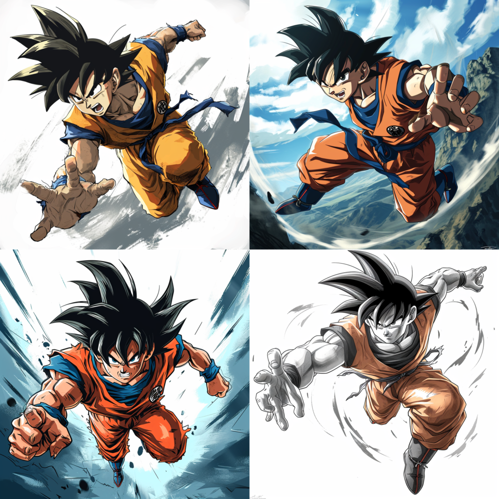 goku fast flying manga, character from dragonball, POV