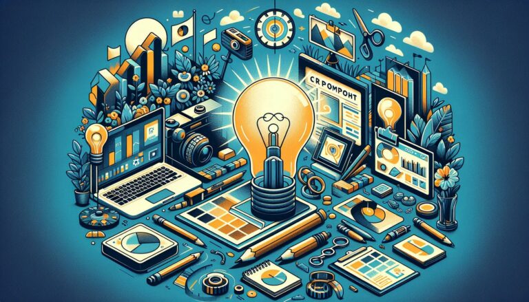 La imagen es una ilustración vibrante y detallada de varios elementos relacionados con la tecnología y el análisis de datos. En el centro, hay una gran bombilla con un núcleo que se asemeja a un gráfico de barras, simbolizando las ideas o los conocimientos derivados de los datos. Alrededor de la bombilla hay múltiples pantallas que muestran diferentes tipos de gráficos, como gráficos de pastel, gráficos de líneas y gráficos de barras. Hay dispositivos como portátiles y tabletas conectados a estas pantallas, indicando el uso de la tecnología en el procesamiento de la información. Además, hay engranajes mecánicos dispersos por todas partes, sugiriendo la idea de maquinaria o procesos en funcionamiento detrás del análisis de datos. El fondo presenta formas abstractas que podrían representar conexiones digitales o redes. La paleta de colores consta de azules, naranjas, amarillos y verdes que le dan a la imagen una sensación dinámica y moderna. Esta imagen es interesante porque representa visualmente el concepto de análisis de big data y cómo se utiliza la tecnología para procesar grandes cantidades de información para generar conocimientos accionables. Podría ser relevante para temas relacionados con la inteligencia empresarial, la ciencia de datos o la tecnología de la información. No hay problemas de matemáticas o tareas visibles en esta imagen para transcribir. No se detectaron textos en la imagen.